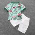 2 Pieces Boat Party Hawaiian Floral Short Sleeves And White Shorts With Belt Clothes Set fashionable Boy Outfit