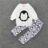 2 Pieces Cutie Penguin T-shirt Top + Pants Kids Clothes Set Fashionable Baby Outfit