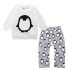 2 Pieces Cutie Penguin T-shirt Top + Pants Kids Clothes Set Fashionable Baby Outfit