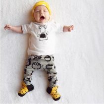 2 Pieces Cutie Pie Monster T-shirt Top + Pants Kids Clothes Set Fashionable Baby Outfit