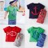2 Pieces Cutie Red Anchor T-Shirt Top + Shorts Kids Clothes Set Casual Baby Outfit