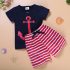 2 Pieces Cutie Red Anchor T-Shirt Top + Shorts Kids Clothes Set Casual Baby Outfit