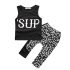2 Pieces 'SUP Sleeveless Top + Pants Kids Clothes Set Casual Boys Outfit
