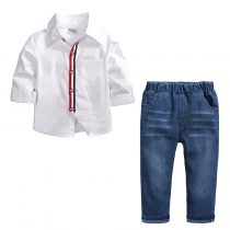 2 Pieces Summer Arvo Stylish Designer Shirt + Denim Jeans Clothes Set fashionable Boy Outfit