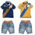 2 Pieces Summer Arvo Stylish Polo + Denim Shorts Clothes Set fashionable Boy Outfit