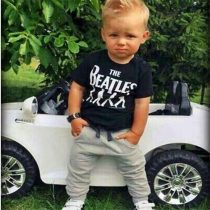 2 Pieces The Beatles T-shirt Tops + Pants Kids Clothes Set Casual Boys Outfit