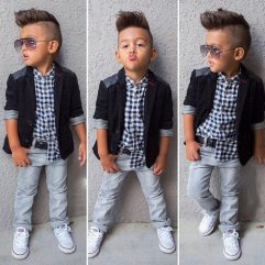 3 Pieces Check Skinny Shirt + 2 Buttons Blazer and Denim Jeans Kids Clothes Set Fashionable Boy Outfit