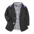 3 Pieces Check Skinny Shirt + 2 Buttons Blazer and Denim Jeans Kids Clothes Set Fashionable Boy Outfit