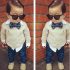 3 Pieces Combined Cardigan + White Shirt + Bow Tie And Denim Jeans Pants Clothes Set fashionable Boy Outfit