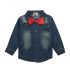 3 Pieces Denim Shirt Bow Tie + Chino Red Pants Kids Clothes Set Fashionable Boy Outfit