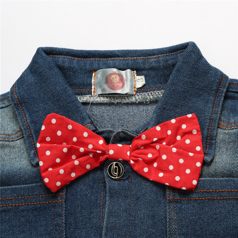 3 Pieces Denim Shirt Bow Tie + Chino Red Pants Kids Clothes Set Fashionable Boy Outfit