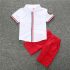 3 Pieces Summer Boat Party Short Sleeves White Shirt With Red And Black Lines And Red Shorts Clothes Set fashionable Boy Outfit