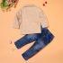 3 Pieces White Polo + Blazer and Denim Jeans Kids Clothes Set Fashionable Boy Outfit