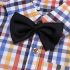 4 Pieces Summer Arvo Stylish Colourful Check Print Short Sleeves Shirt with Bow Tie & Suspenders + Striped Chino Shorts Clothes Set fashionable Boy Outfit