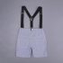4 Pieces Summer Arvo Stylish Colourful Check Print Short Sleeves Shirt with Bow Tie & Suspenders + Striped Chino Shorts Clothes Set fashionable Boy Outfit