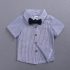 4 Pieces Summer Arvo Stylish Striped Short Sleeves Shirt with Bow Tie & Suspenders + Wheat Rinse Shorts Clothes Set fashionable Boy Outfit