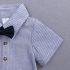 4 Pieces Summer Arvo Stylish Striped Short Sleeves Shirt with Bow Tie & Suspenders + Wheat Rinse Shorts Clothes Set fashionable Boy Outfit