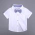 4 Pieces Summer Arvo Stylish White Short Sleeves Shirt with Bow Tie & Suspenders + khaki Chino Shorts Clothes Set fashionable Boy Outfit