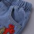 2 Pieces Summer Arvo Stylish Eyelash Lace Hollow Out Blouse + Floral Denim Clothes Set fashionable Girls Outfit