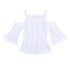 2 Pieces Summer Arvo Stylish Eyelash Lace Hollow Out Blouse + Floral Denim Clothes Set fashionable Girls Outfit