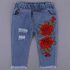 2 Pieces Summer Arvo Stylish Eyelash Lace Hollow Out Blouse + Floral Denim Clothes Set fashionable Girls Outfit