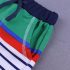 2 Pieces Summer Beach Stylish Pocket T-Shirt + Comfy Colourful Striped Shorts Clothes Set fashionable Boy Outfit