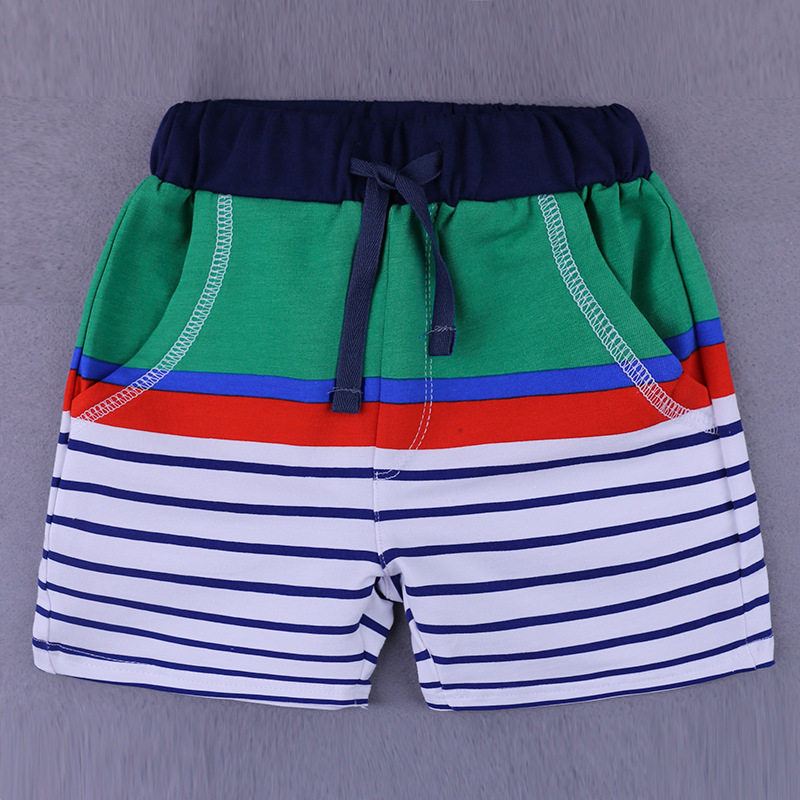 2 Pieces Summer Beach Stylish Pocket T-Shirt + Comfy Colourful Striped Shorts Clothes Set fashionable Boy Outfit