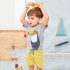 2 Pieces Summer Beach Stylish T-Shirt With Toucan Patched + Comfy Yellow and White Striped Shorts Clothes Set fashionable Boy Outfit