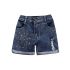 2 Pieces Summer Little Black Tee Top + Ripped Skinny Denim Shorts Clothes Set fashionable Girls Outfit