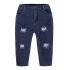 2 Pieces Summer Arvo Ruffle Detail Solid Top+ Ripped Skinny Denim Pants Clothes Set fashionable Girls Outfit