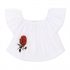 2 Pieces Summer White Off Shoulder Top With Matching Bow Headband + Ripped Skinny Denim Shorts Clothes Set fashionable Girls Outfit