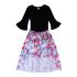 3 Pieces Summer Arvo Black Bell Sleeve Top + Floral Printed Short With Maxi Layer Clothes Set fashionable Girls Outfit