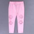 3 Pieces Summer Off Shoulder Pink Striped Top With Matching Bow Headband + Ripped Skinny Pink Pants Clothes Set fashionable Girls Outfit