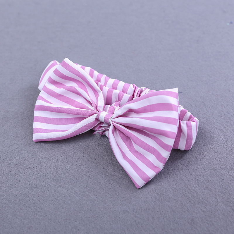 3 Pieces Summer Off Shoulder Pink Striped Top With Matching Bow Headband + Ripped Skinny Pink Pants Clothes Set fashionable Girls Outfit