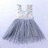 1 Piece Summer Ivory Lace Shoulder Detail Back Bow Tie Blue Tutu Dress Clothes Set fashionable Girls Outfit