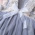 1 Piece Summer Ivory Lace Shoulder Detail Back Bow Tie Blue Tutu Dress Clothes Set fashionable Girls Outfit