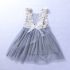 1 Piece Summer Ivory Lace Shoulder Detail Back Bow Tie Blue Tutu Dress Clothes Set fashionable Girls Outfit