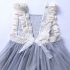 1 Piece Summer Ivory Lace Shoulder Detail Back Bow Tie Blue Tutu Dress Clothes Set fashionable Girls Outfit