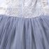 1 Piece Summer Ivory Lace Shoulder Detail Back Bow Tie Blue Tutu Dress Clothes Set fashionable Girls Outfit