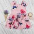 1 Piece Summer Pink Floral Pattern Back Bow Tie Dress Clothes Set fashionable Baby Girls Outfit