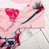 1 Piece Summer Pink Floral Pattern Back Bow Tie Dress Clothes Set fashionable Baby Girls Outfit