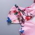1 Piece Summer Pink Floral Pattern Back Bow Tie Dress Clothes Set fashionable Baby Girls Outfit