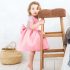 1 Piece Summer Pink Ruffle Shoulder Back Bow Tie and Lace Detail Swing Dress Clothes Set fashionable Girls Outfit