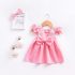 1 Piece Summer Pink Ruffle Shoulder Back Bow Tie and Lace Detail Swing Dress Clothes Set fashionable Girls Outfit