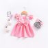 1 Piece Summer Pink Ruffle Shoulder Back Bow Tie and Lace Detail Swing Dress Clothes Set fashionable Girls Outfit