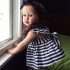 2 Piece Summer Striped Raffle Shoulder Back Cross Bow Tie Dress + Lace Detail Diaper Cover Clothes Set fashionable Baby Girls Outfit