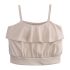 2 Pieces Summer Base Blush Ruffle Sleeveless Top + Back Pocket Denim Short Clothes Set fashionable Girls Outfit