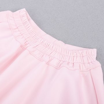 2 Pieces Summer Floral Black Off Shoulder Top + Pink Ruffle Skirt Clothes Set fashionable Girls Outfit