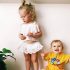 2 Pieces Summer Ivory Ruffle Lace Detail Top + Wave Lace Detail Shorts Skirt Clothes Set fashionable Baby Girls Outfit