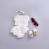 2 Pieces Summer Ivory Ruffle Lace Detail Top + Wave Lace Detail Shorts Skirt Clothes Set fashionable Baby Girls Outfit